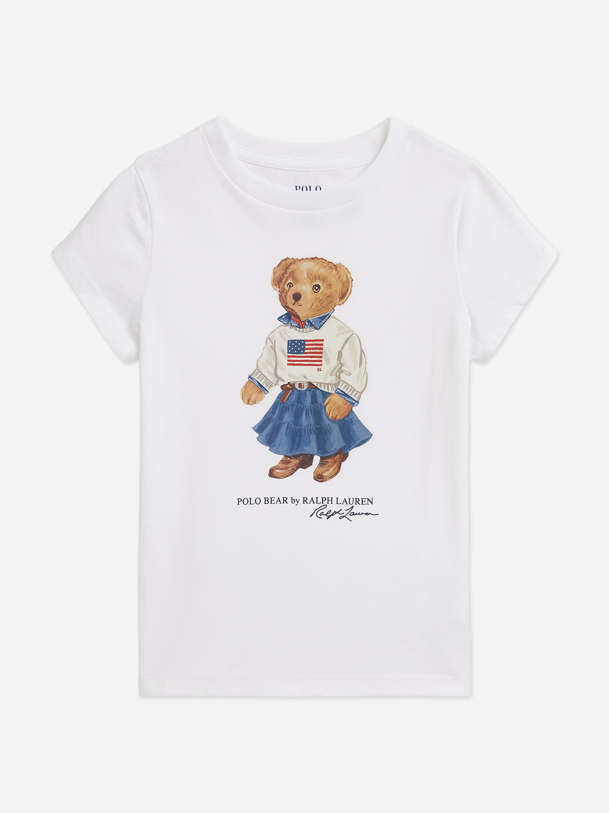 Ralph Lauren Girls Polo Bear T-Shirt in White Childsplay Clothing