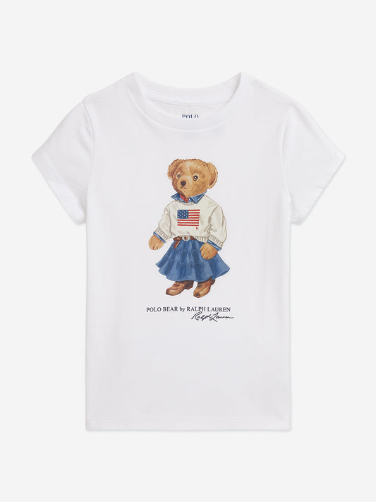 Ralph Lauren Girls Polo Bear T-Shirt in White Childsplay Clothing