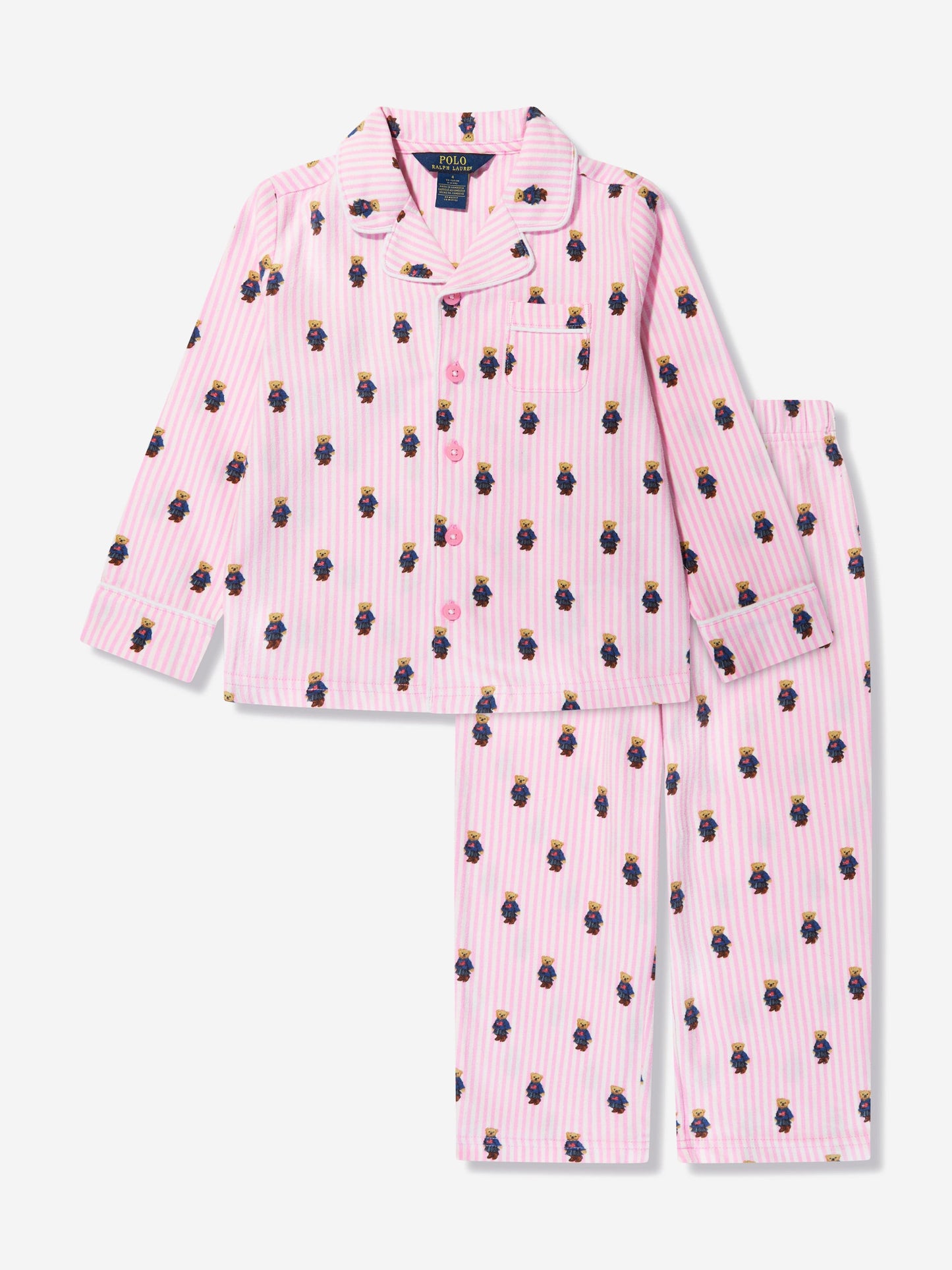 Ralph Lauren Girls Bear Pyjamas Set in Pink Childsplay Clothing