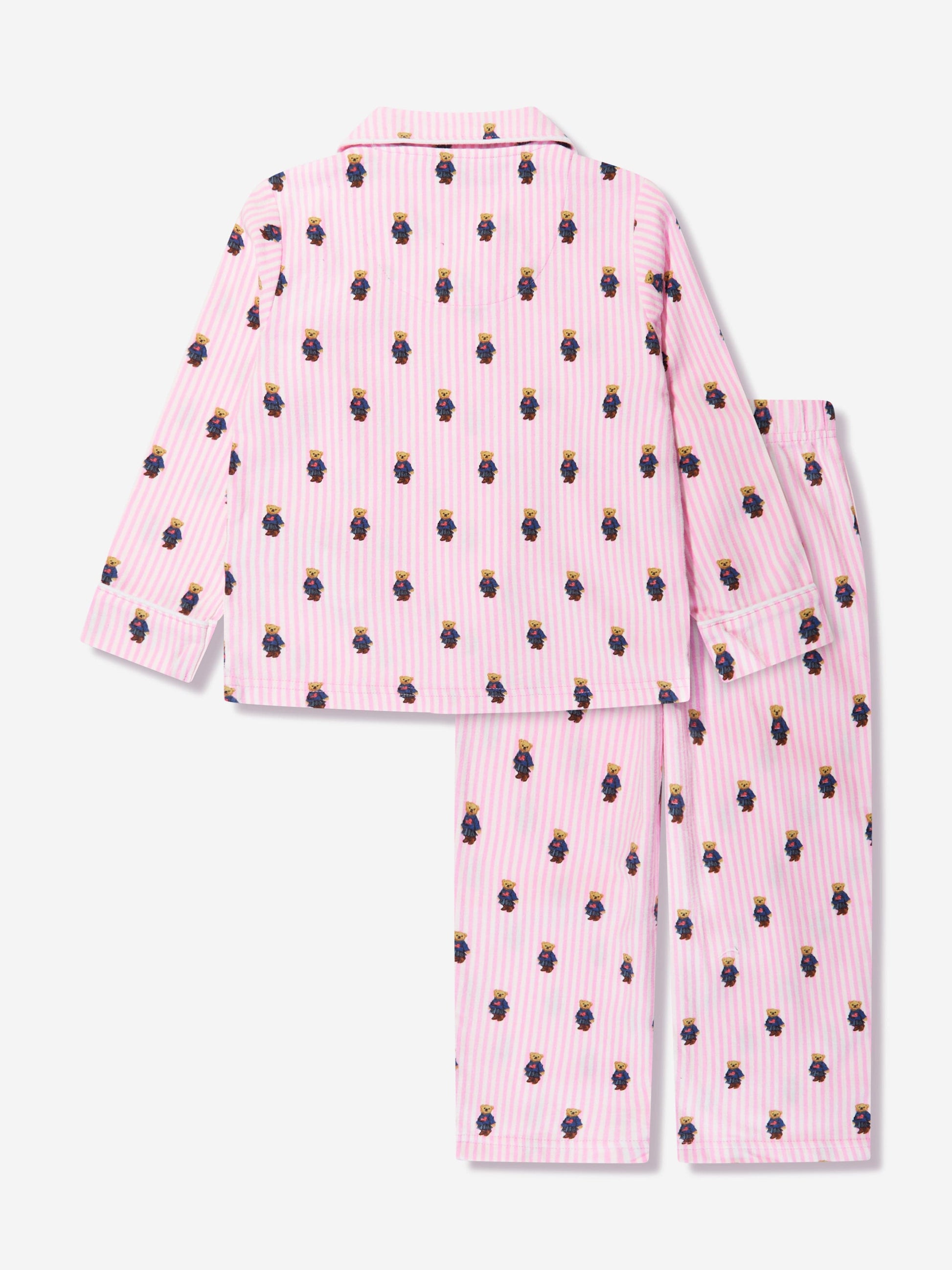 Ralph Lauren Girls Bear Pyjamas Set in Pink Childsplay Clothing