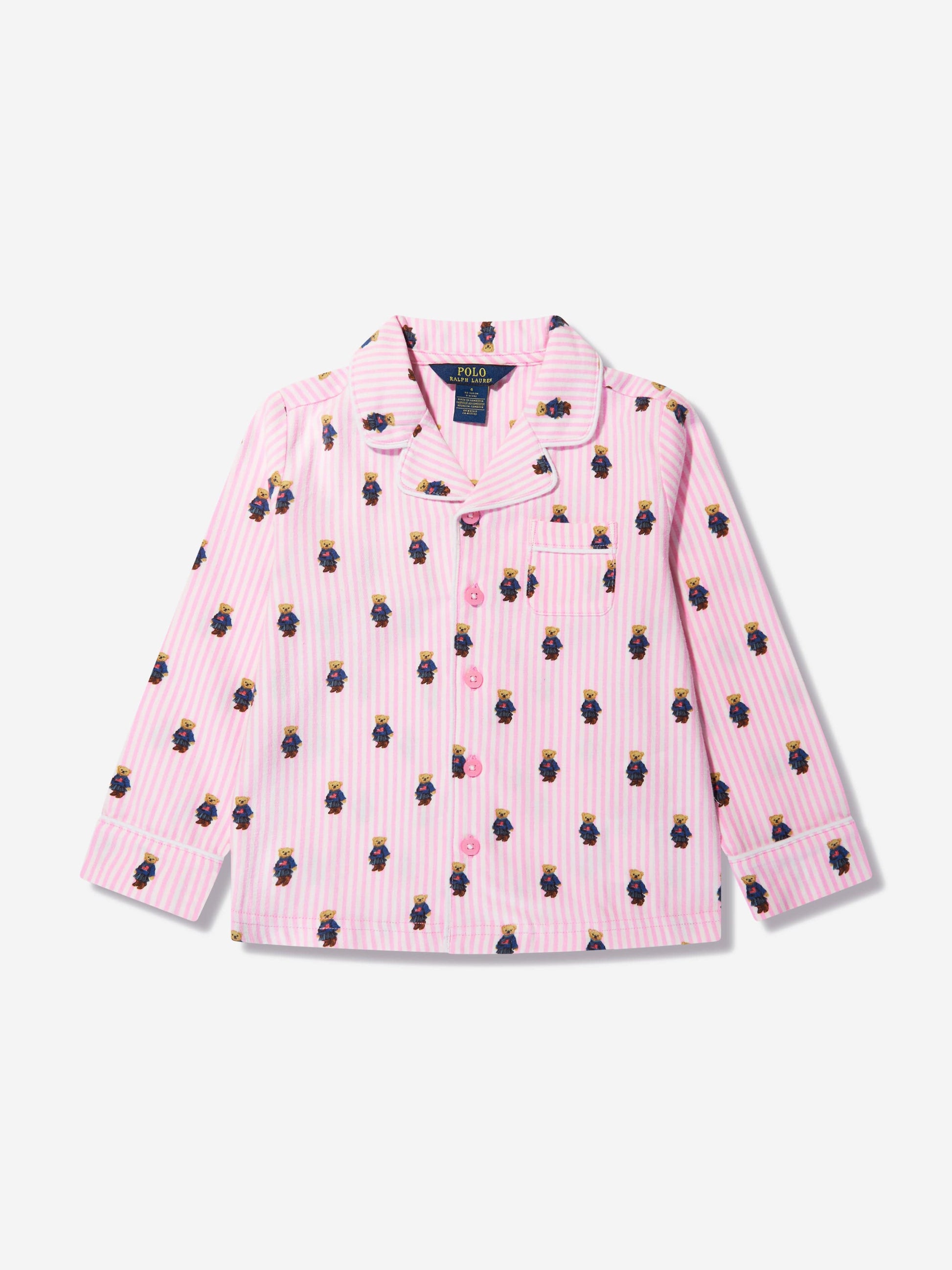 Ralph Lauren Girls Bear Pyjamas Set in Pink Childsplay Clothing