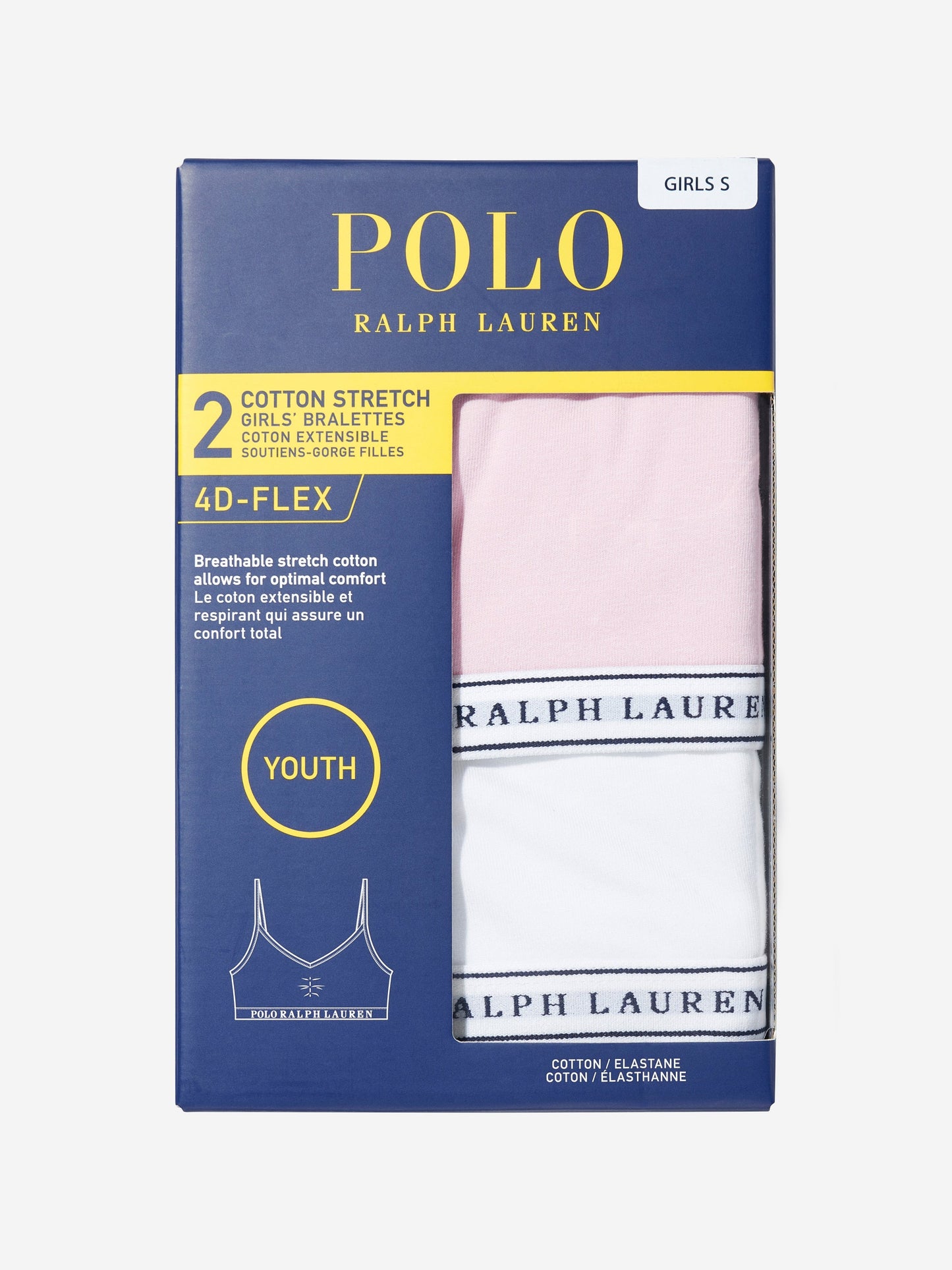 Ralph Lauren Girls 2 Pack Printed Bra Set in White Childsplay Clothing