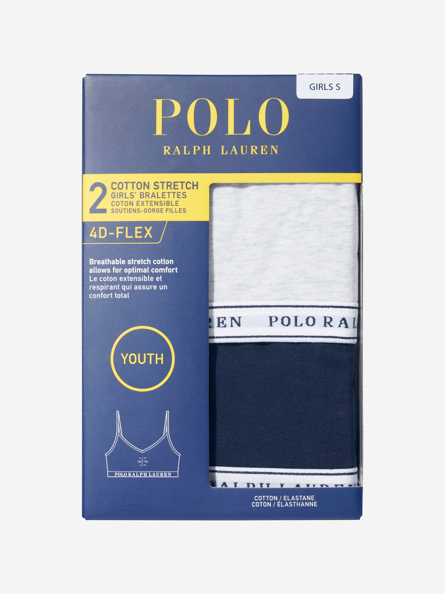 Ralph Lauren Girls 2 Pack Printed Bra Set in Navy Childsplay Clothing