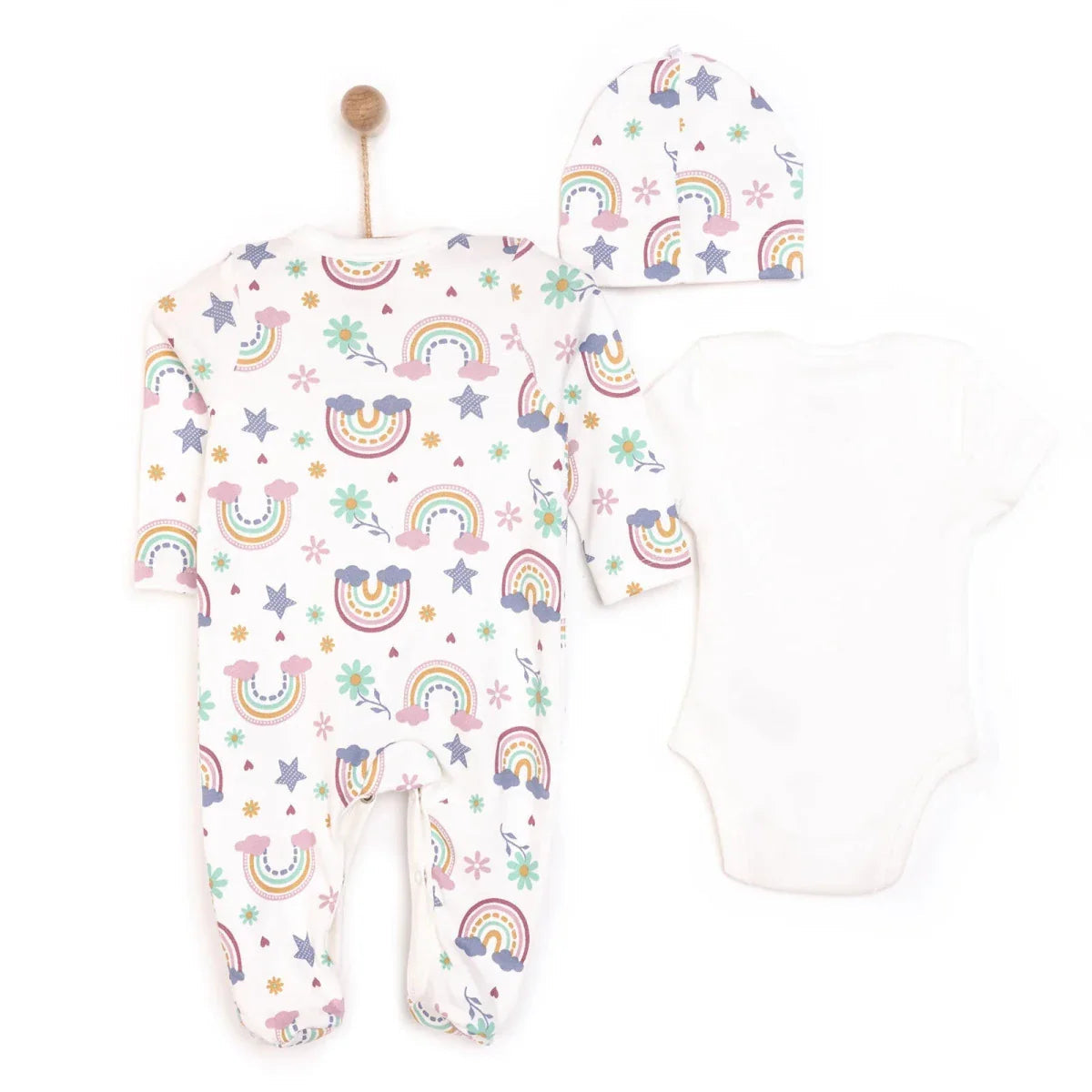 HelloBaby Baby Girl Jumpsuit-Body-Hat - Ecru ebebek