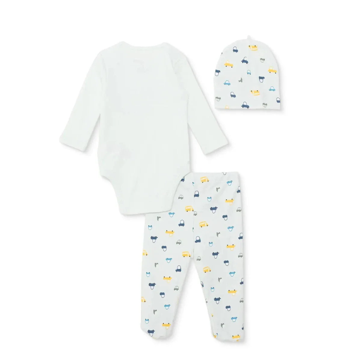 HelloBaby Boys Body-Footed Bottom-Hat Vehicles with Poppers Crew Neck Long Leg Long Sleeve - Light Blue ebebek