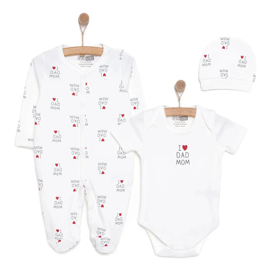 HelloBaby Newborn Baby Mom&Dad Jumpsuit - Ecru ebebek