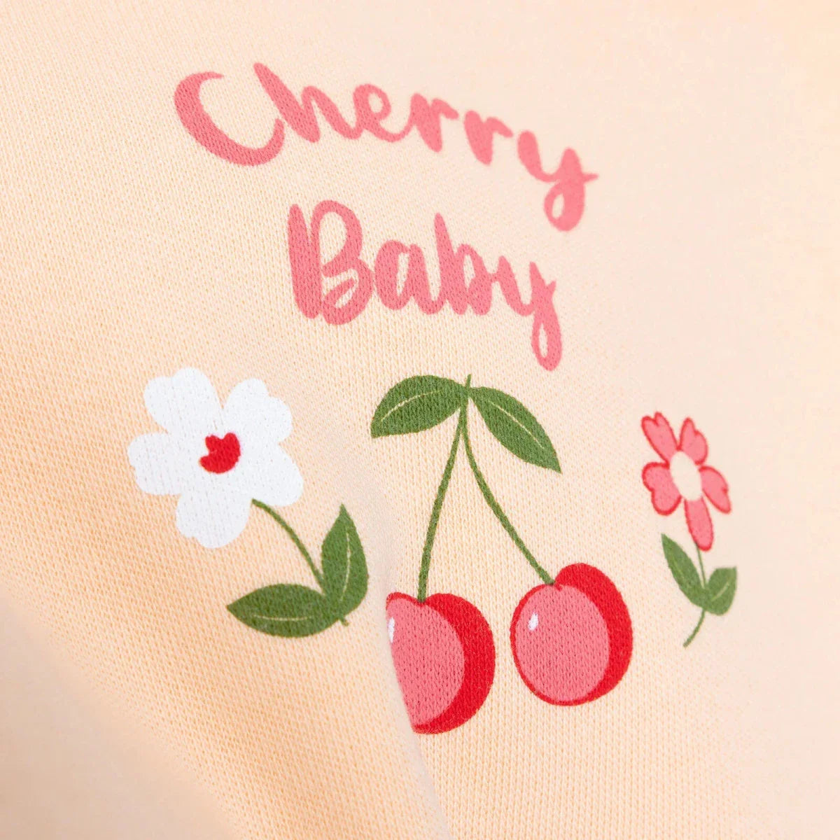 HelloBaby Girls Body-Footed Bottom-Hat Cherry with Poppers Crew Neck Long Leg Long Sleeve - Light Pink ebebek