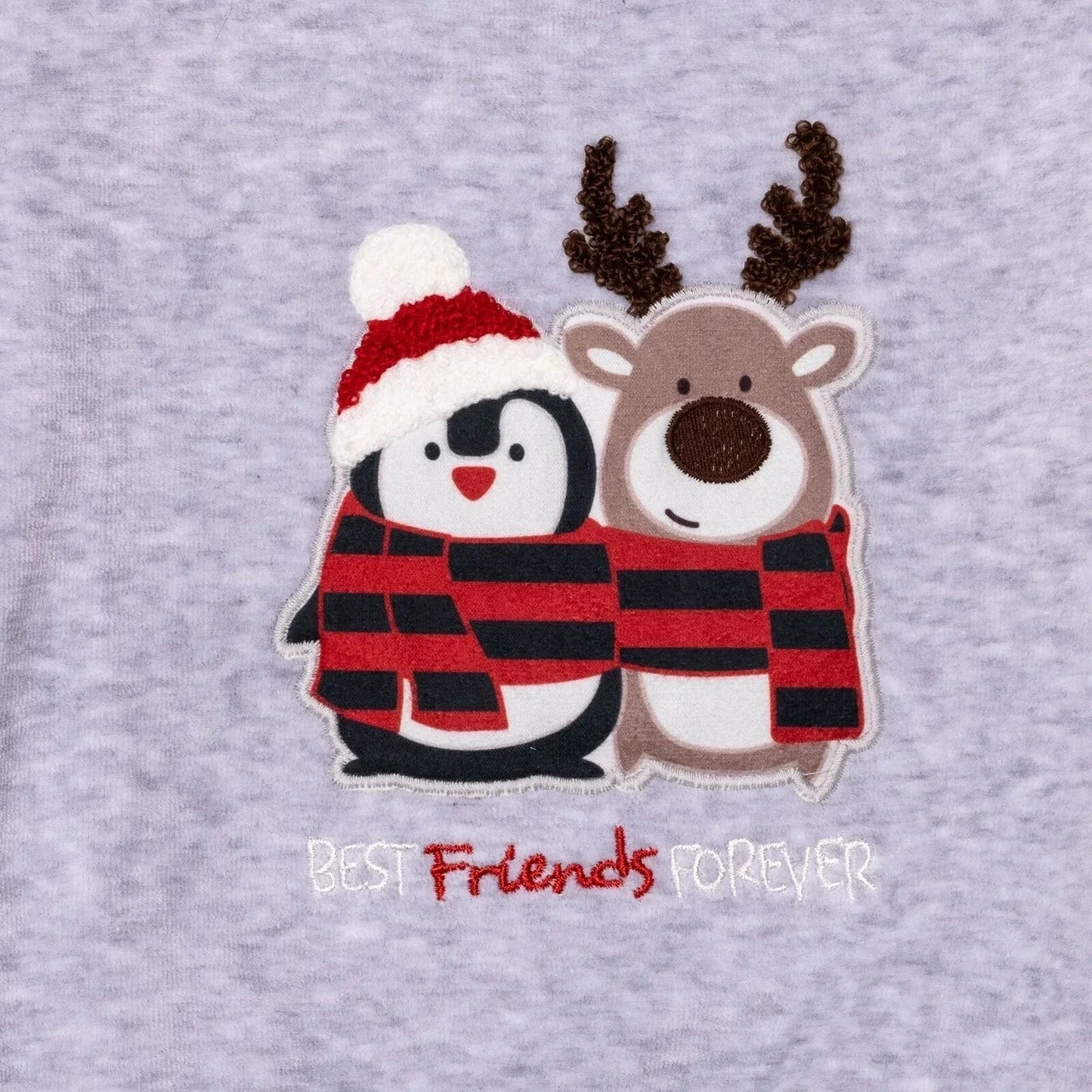 HelloBaby Boys Velvet Pyjama Set Animal with Poppers Christmas Crew Neck Long Leg Long Sleeve - Grey ebebek