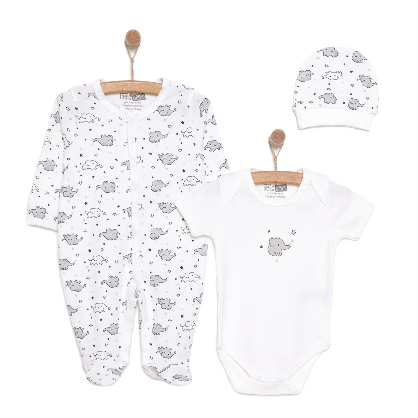 HelloBaby Newborn Baby Cute Elephant Jumpsuit - Ecru ebebek