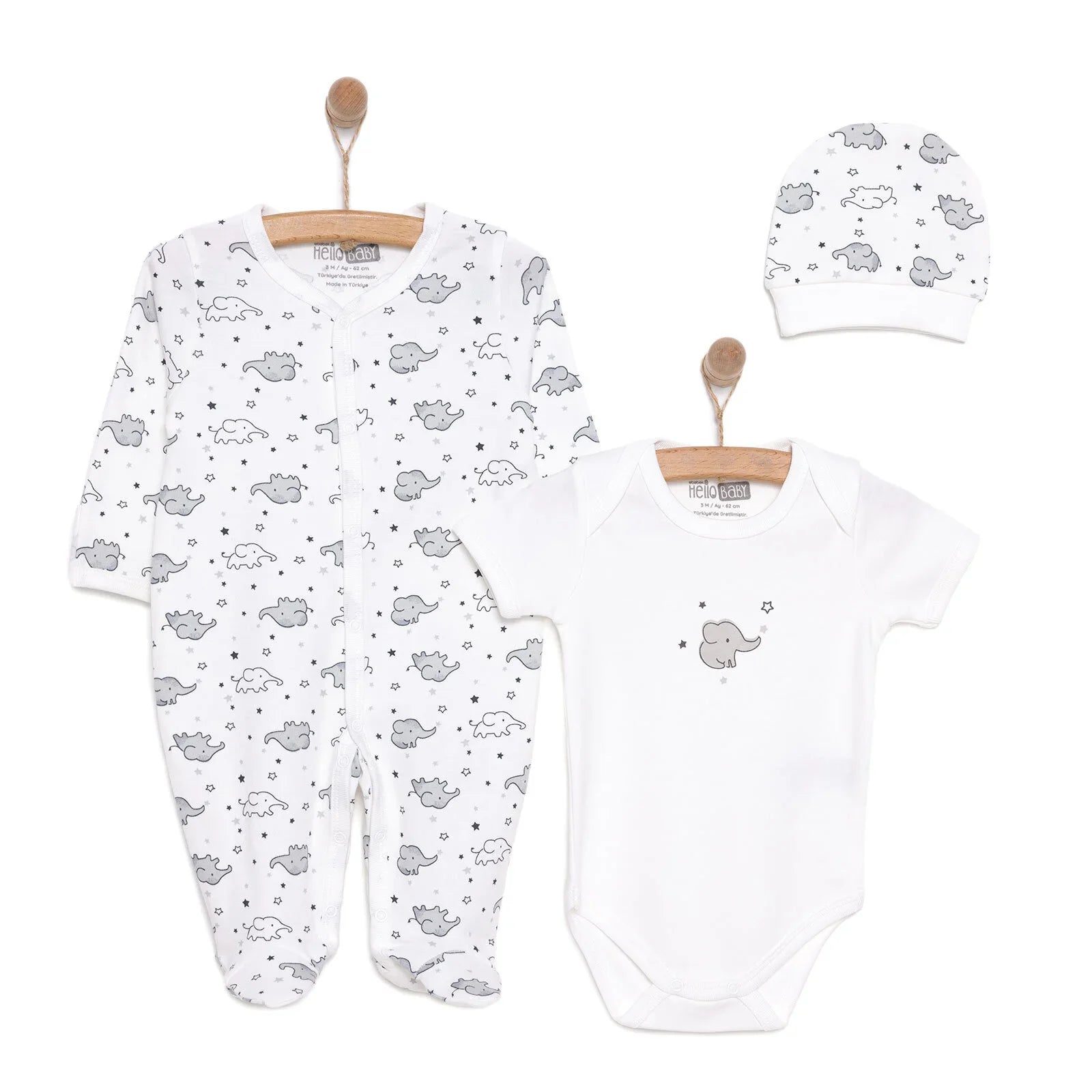 HelloBaby Newborn Baby Cute Elephant Jumpsuit - Ecru ebebek