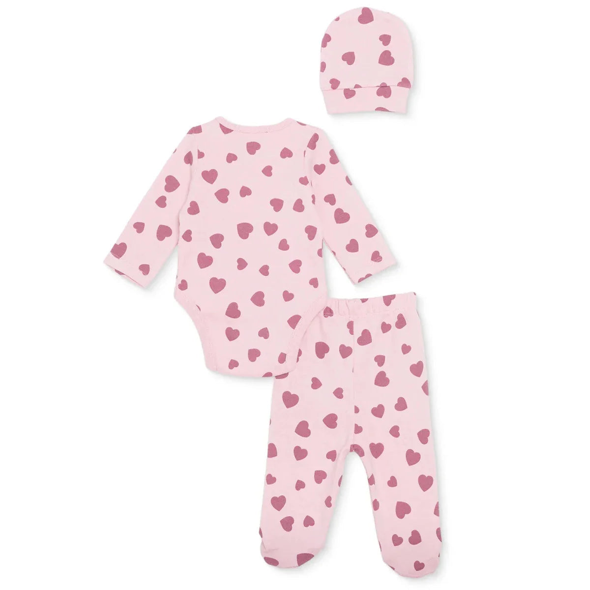 HelloBaby Girls Body-Footed Bottom-Hat Heart Crew Neck Long Leg Long Sleeve - Pink ebebek