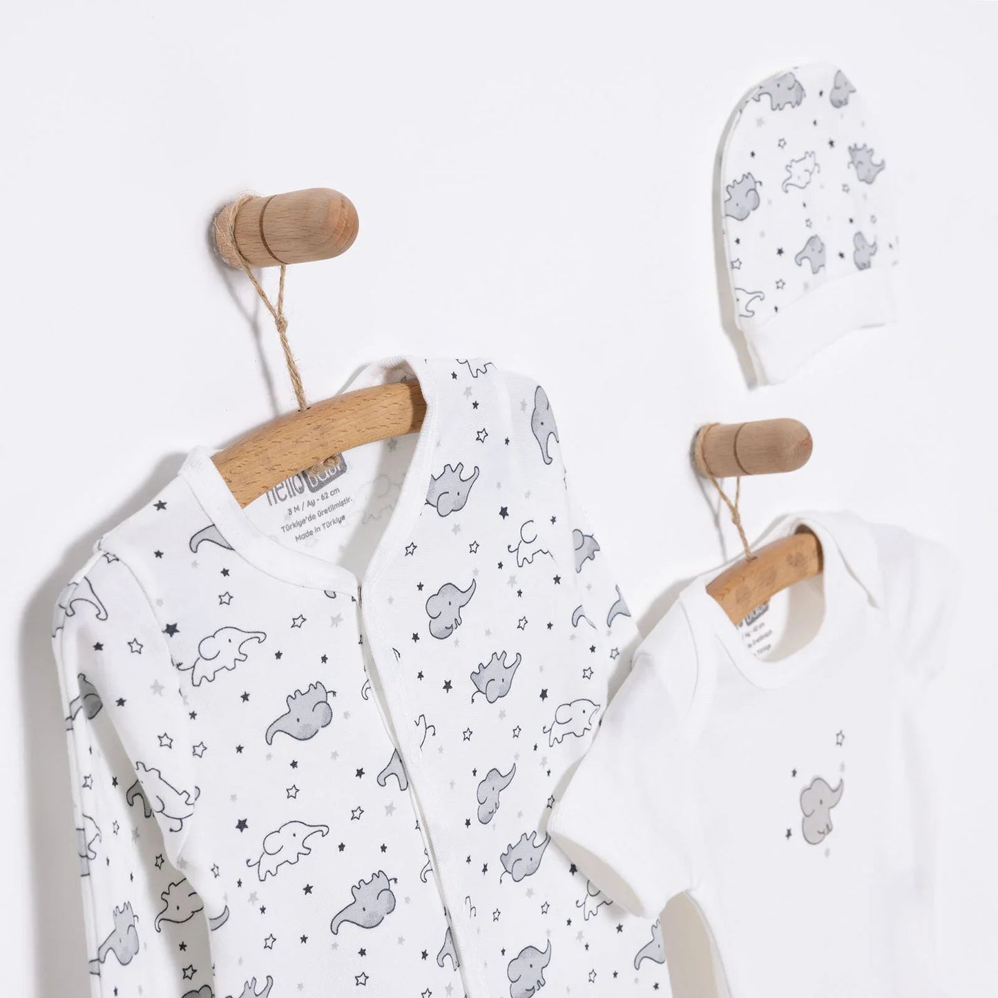 HelloBaby Newborn Baby Cute Elephant Jumpsuit - Ecru ebebek