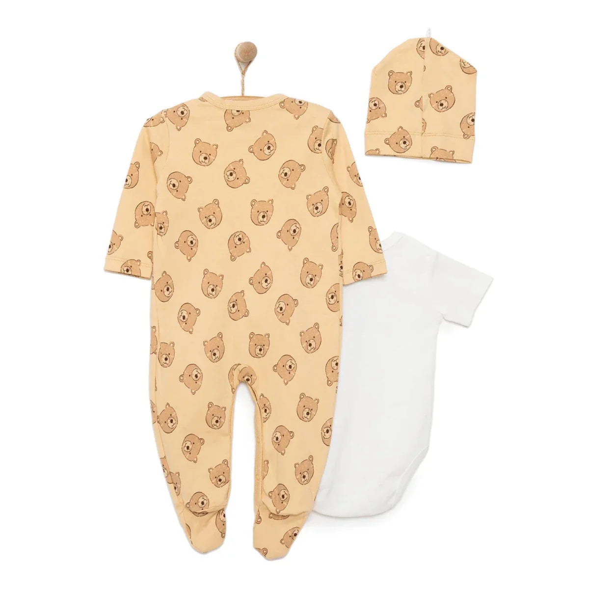 HelloBaby Boy Jumpsuit-Body-Hat - Beige ebebek