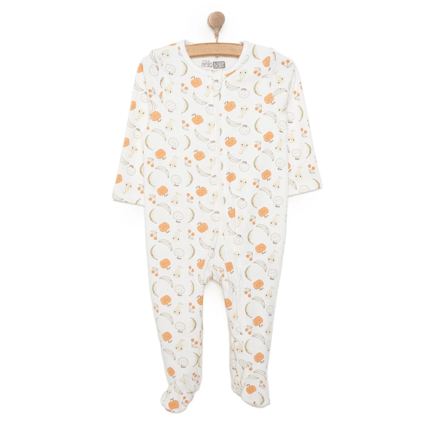 HelloBaby Newborn Girl Organic Footed Jumpsuit - Ecru ebebek