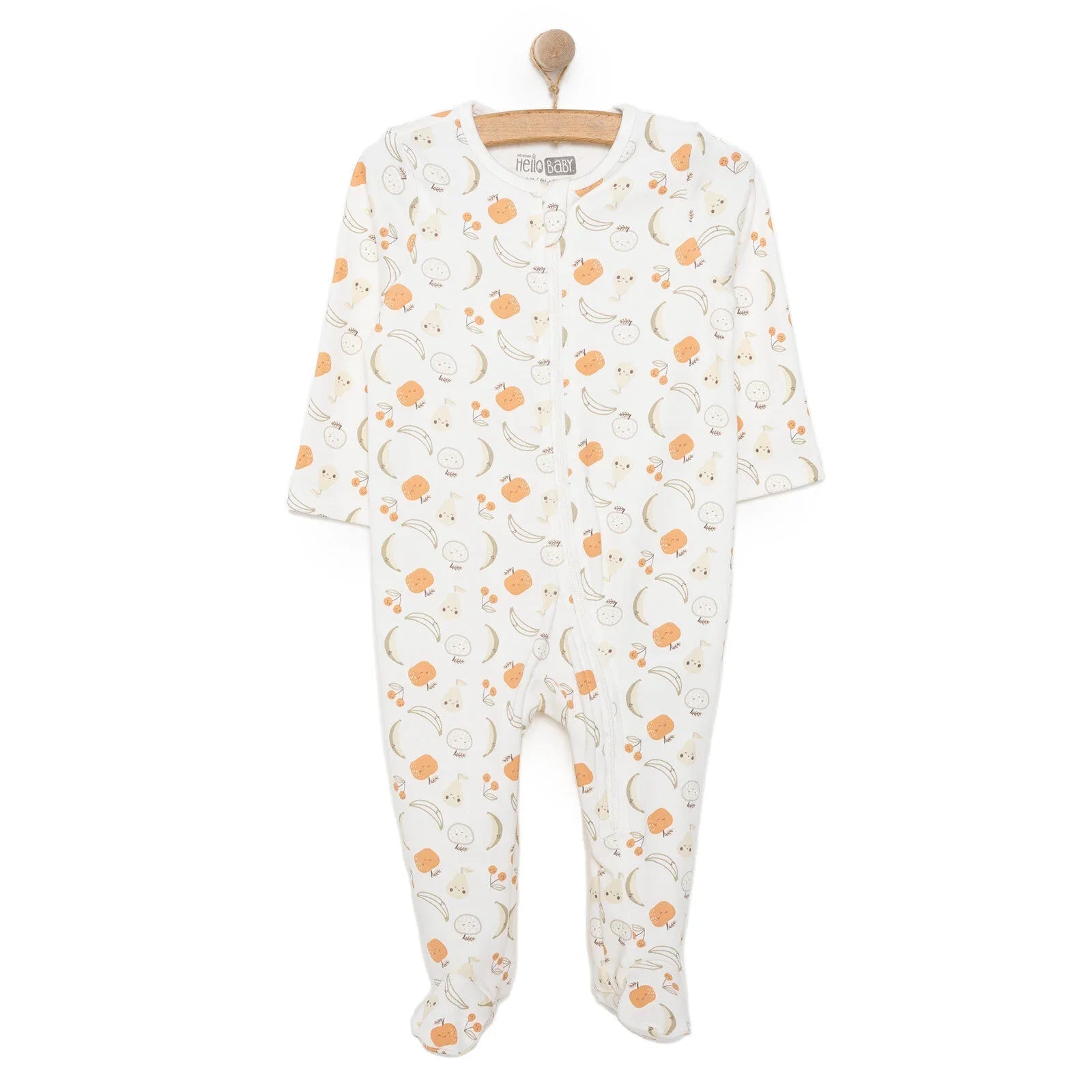 HelloBaby Newborn Girl Organic Footed Jumpsuit - Ecru ebebek