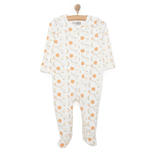 HelloBaby Newborn Girl Organic Footed Jumpsuit - Ecru ebebek