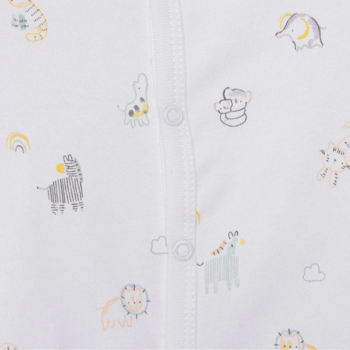 HelloBaby Boys Footed Romper Animal with Poppers Crew Neck Long Leg Long Sleeve - White Printed ebebek