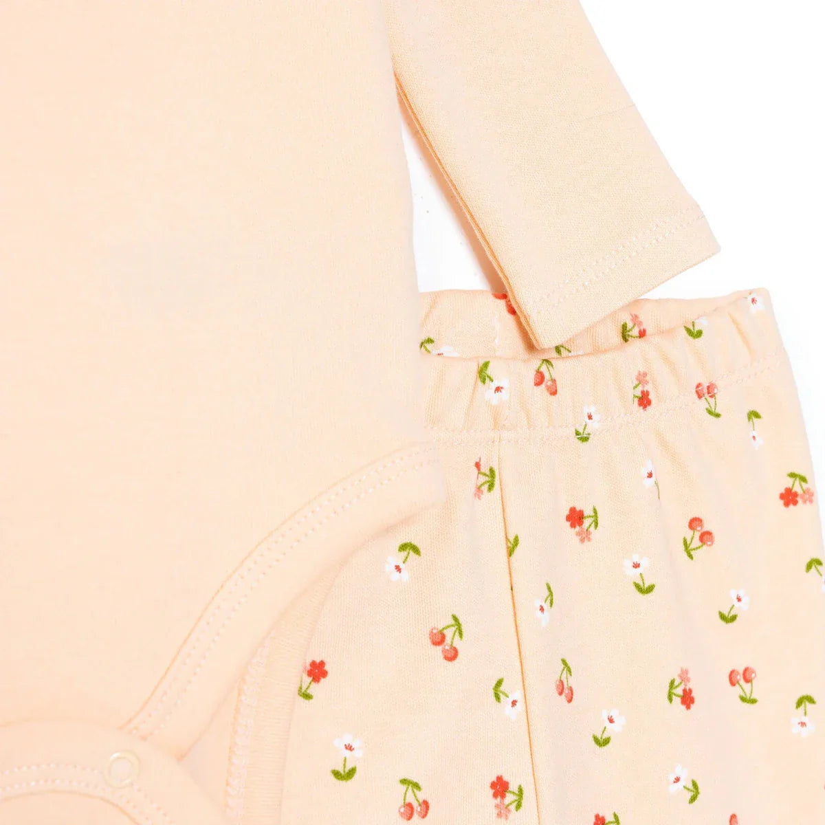HelloBaby Girls Body-Footed Bottom-Hat Cherry with Poppers Crew Neck Long Leg Long Sleeve - Light Pink ebebek