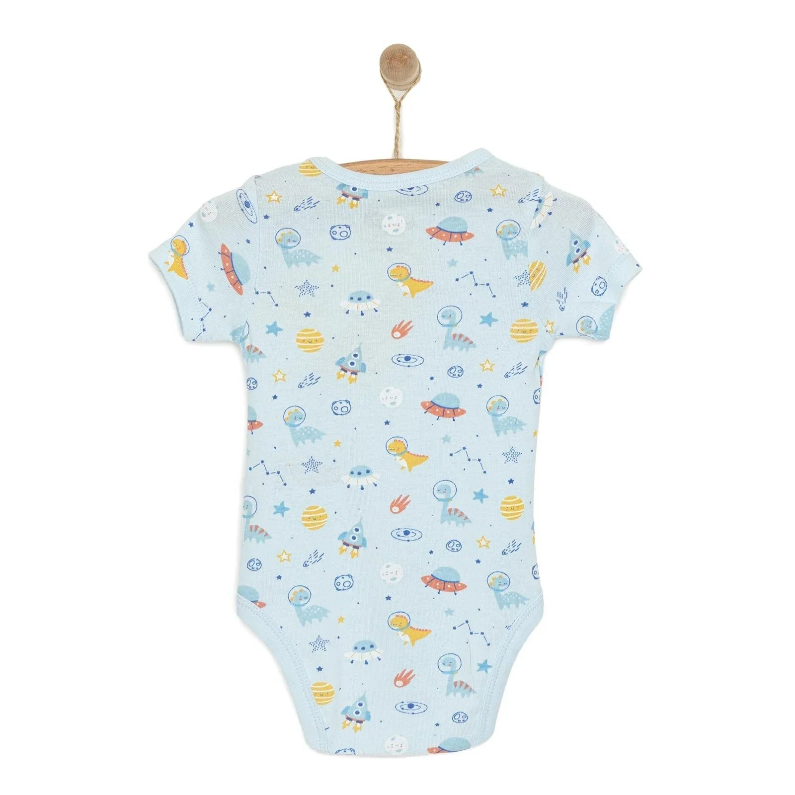 HelloBaby Galaxy Patterned Short Sleeve Bodysuit - Blue ebebek