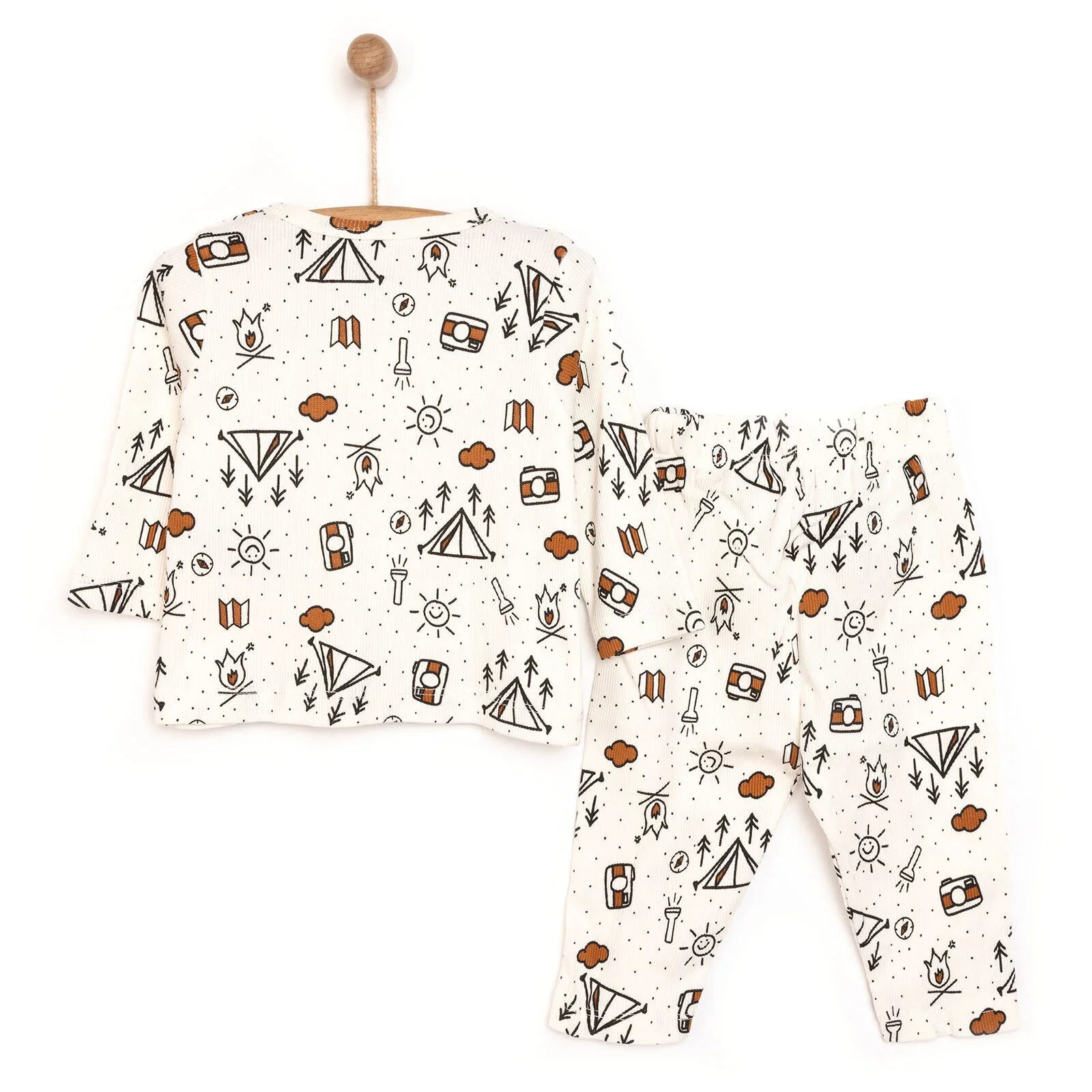 HelloBaby  Baby Boy Long Sleeve Pyjamas - Ecru ebebek