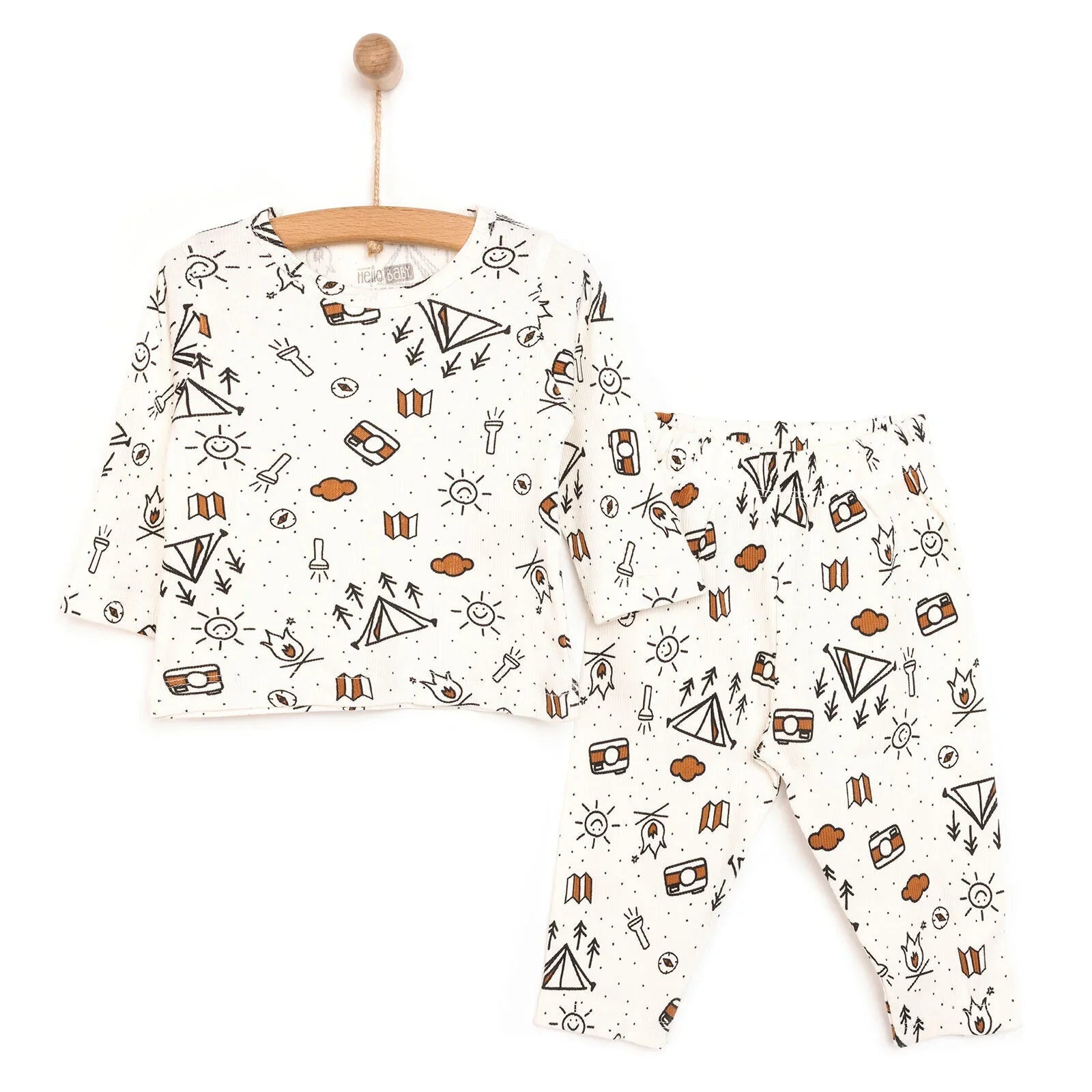 HelloBaby  Baby Boy Long Sleeve Pyjamas - Ecru ebebek