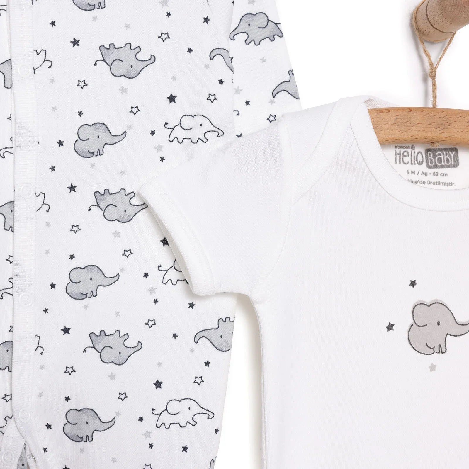 HelloBaby Newborn Baby Cute Elephant Jumpsuit - Ecru ebebek