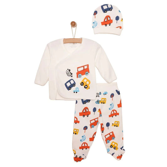 HelloBaby Newborn Baby Boy Body-Hat -Footed Bottom - Ecru ebebek