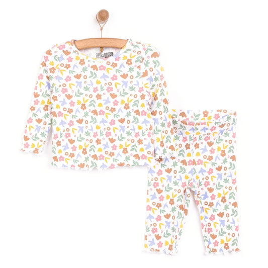 HelloBaby Girl Long Sleeve Pyjamas Set - Ecru ebebek