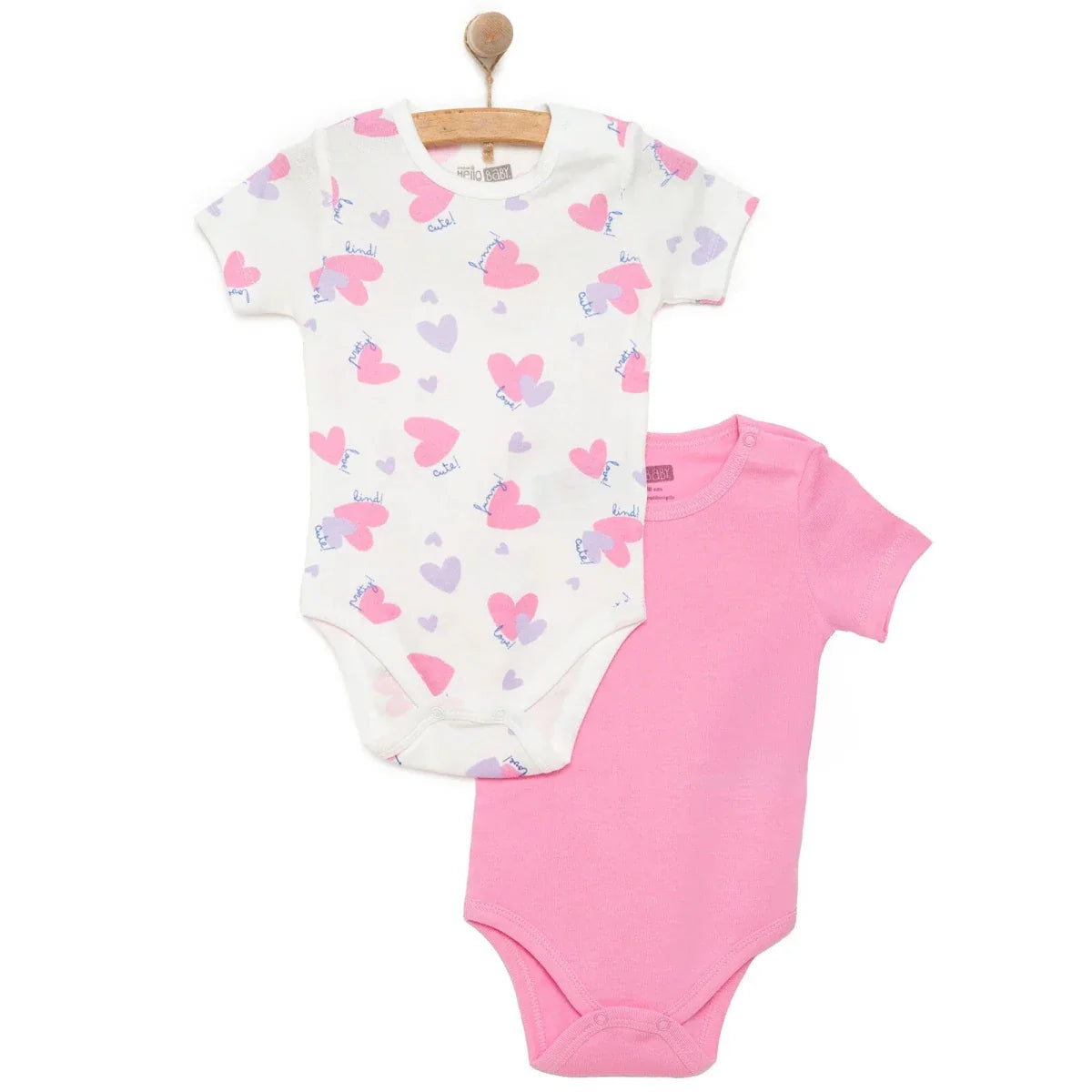 HelloBaby 2-Pack Short Sleeve Bodysuits Girls - Purple ebebek